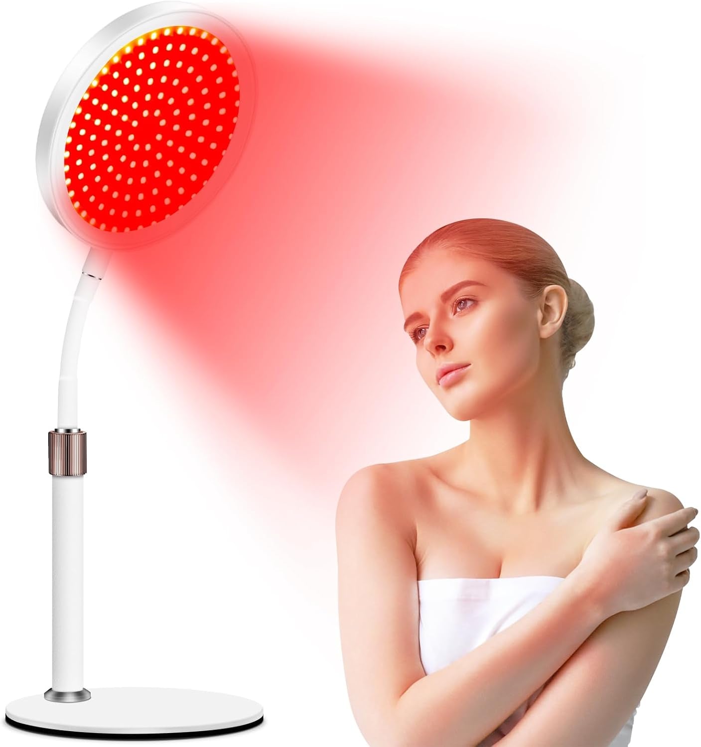 Red Light Lamp, Infrared Light, Height Adjustable & Angle Adjustable & Timer, 100Leds Red Lamp for Home Use