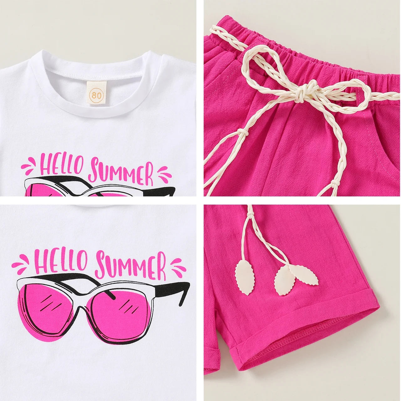 Baby Girl Summer Clothes Set Short Sleeve T-Shirt Shorts 2Pcs Outfits for 2-3T