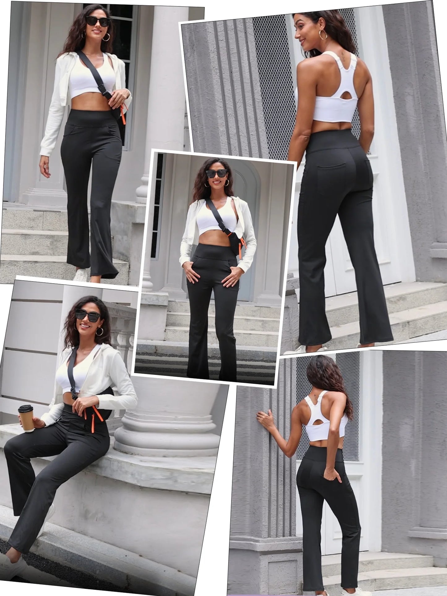 Womens Bootcut Yoga Pants Flare Legging with Pockets High Waist Lightweight Bottoms Workout Activewear Navy Blue XL