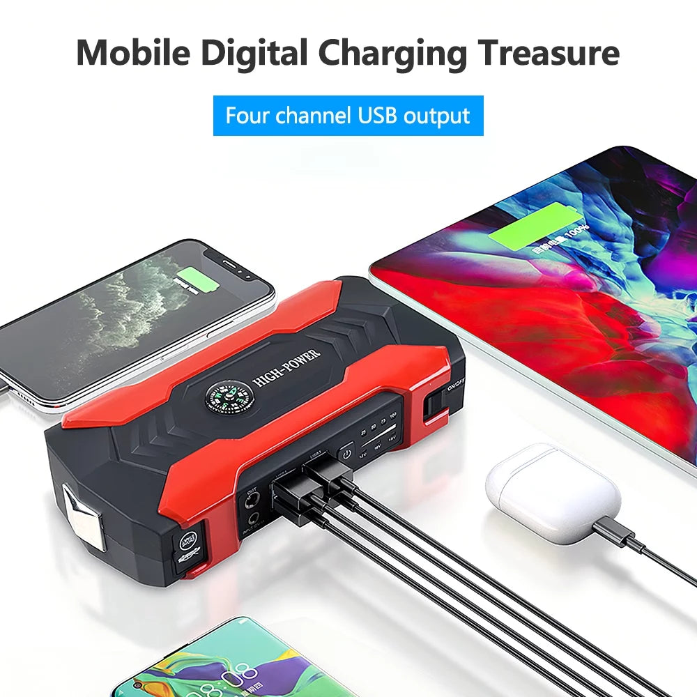 Car Jump Starter, 28000Mah 600A 12V Portable Charger Power Bank for Car Booster Battery with LED Flash Light