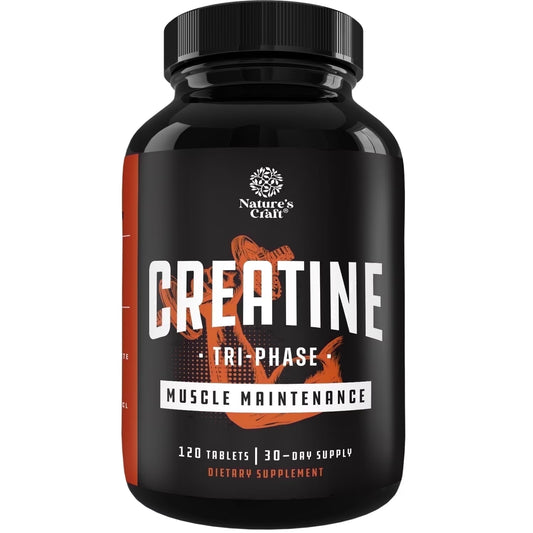 Tri-Phase Creatine Tablets, Pre Workout Supplement for Muscle Mass and Recovery, 120 Ct