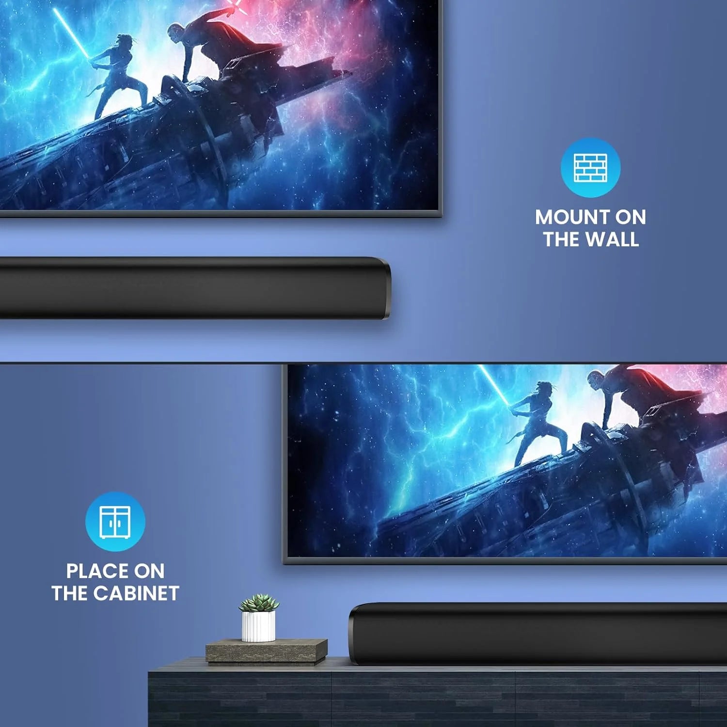 Sound Bar, Sound Bars for Smart TV Bluetooth 5.0 Soundbar 50W 17Inch Small Soundbars with Arc/Optical/Aux Connection, Soundbar Surround Sound Bars for Home Theater Audio