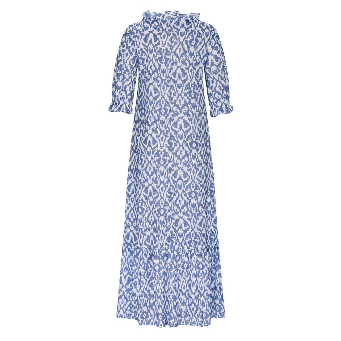 Sun Dresses for Women plus Size Fashion Casual Spring and Summer V-Neck Three-Quarter Sleeve Printed Dress Beach Flowy Long Dress