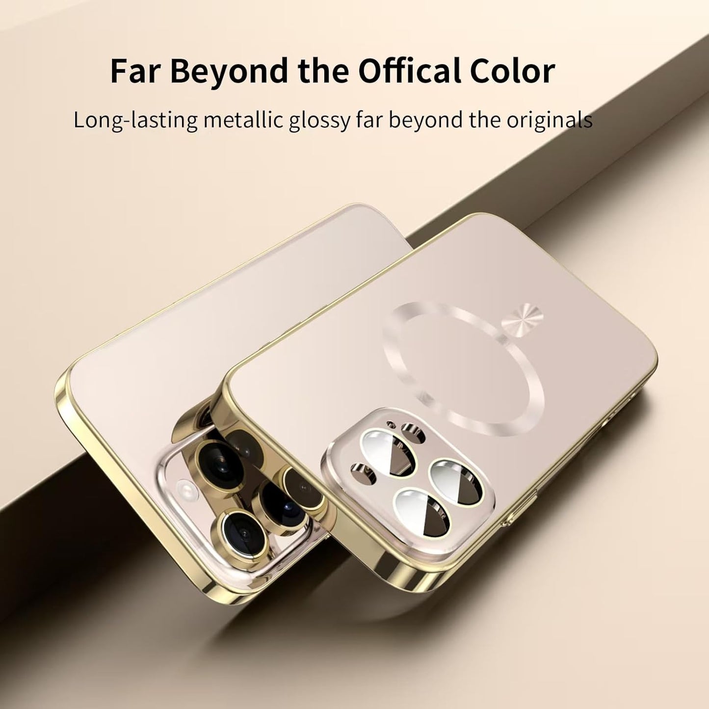 For Iphone 16 Pro Max Case Full Camera Cover,Magnetic for Iphone 16 Promax Case[Fit for Magsafe] Non-Slip Shockproof Cover for 16 Pro Max Phone Case,Gold