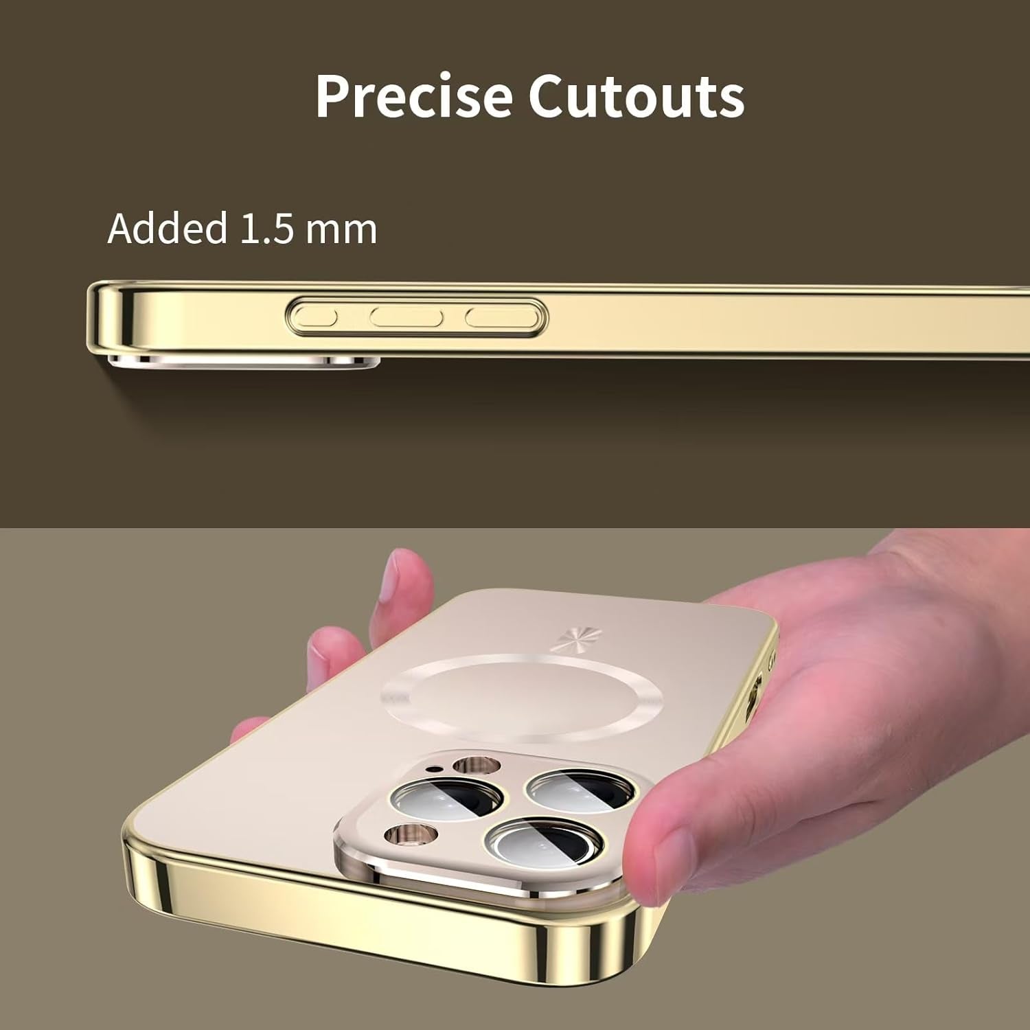 For Iphone 16 Pro Max Case Full Camera Cover,Magnetic for Iphone 16 Promax Case[Fit for Magsafe] Non-Slip Shockproof Cover for 16 Pro Max Phone Case,Gold