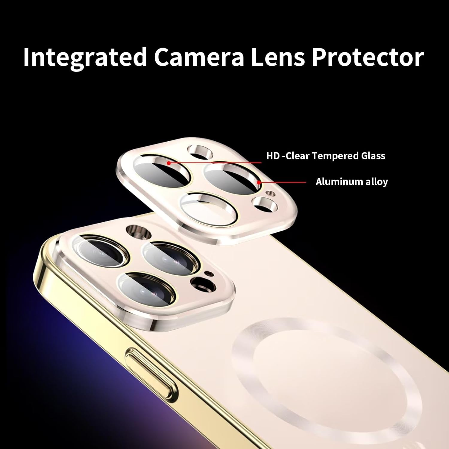 For Iphone 16 Pro Max Case Full Camera Cover,Magnetic for Iphone 16 Promax Case[Fit for Magsafe] Non-Slip Shockproof Cover for 16 Pro Max Phone Case,Gold