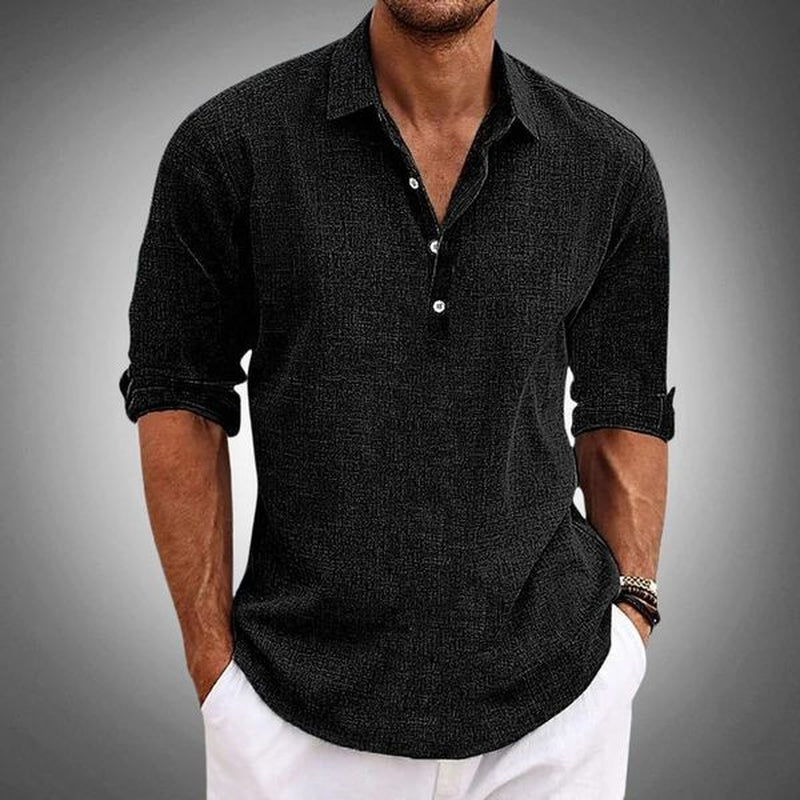 Sergio | Camiseta Polo Hombre Botones Manga Larga Escote Abierto | Verano