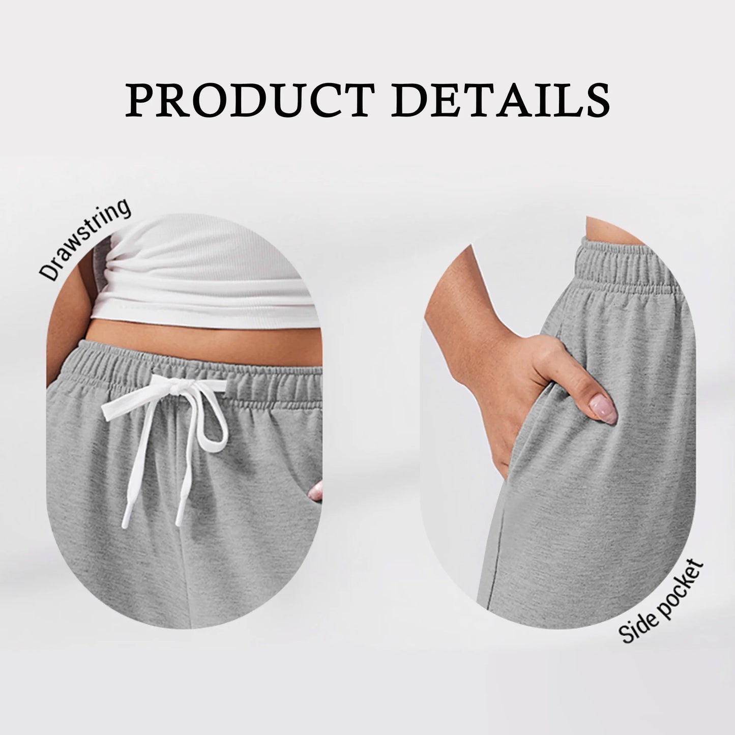 Sweatpants for Women Wide Leg Pants Fall Sweatpants with Pockets Elastic Waistband Comfy Pants Women Winter Lounge Pants Light Grey L